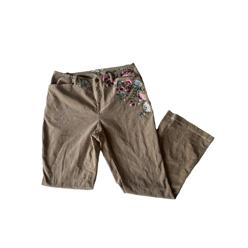 Kimchi Blue Pants Womens 31 Embroidered‎ Jeans Urban Outfitters Floral Brown